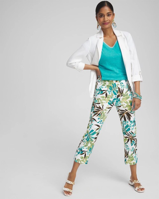 Juliet Palm Print Straight Cropped Pants - image 2